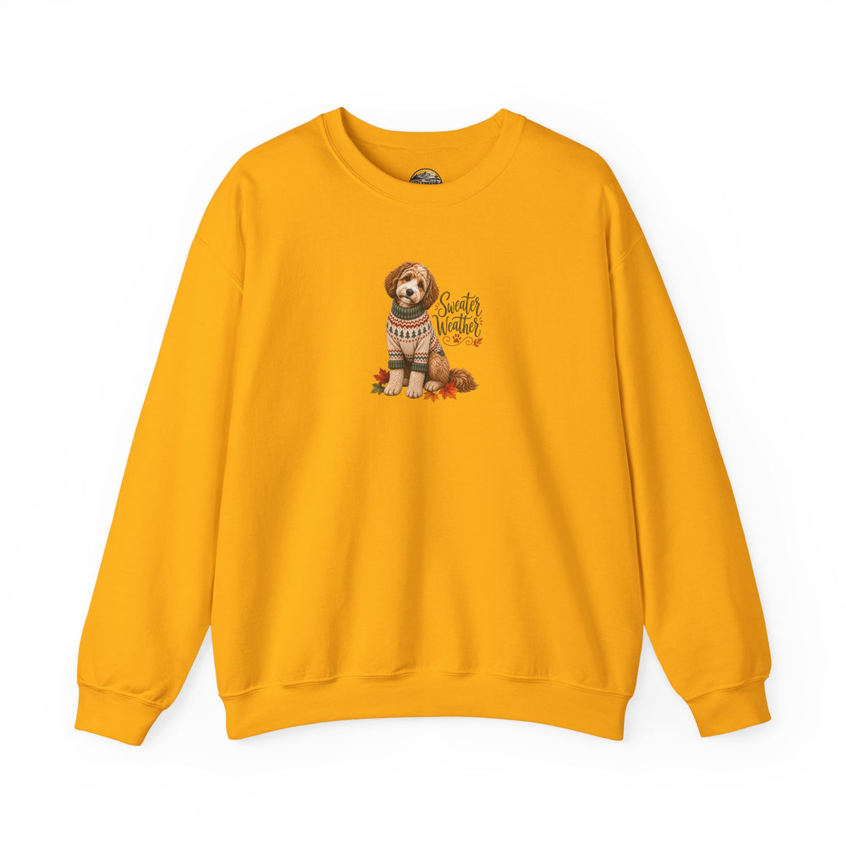 Dog in Sweater Crewneck Sweatshirt — "Sweater Weather" Cozy Fall Pullover