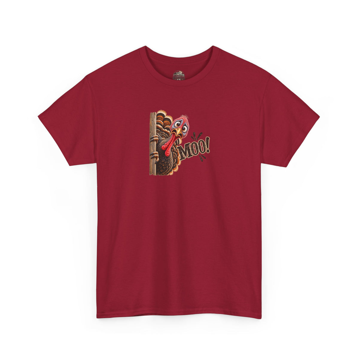 Turkey Peeking 'Moo!' Tee — Funny Thanksgiving Turkey T-Shirt