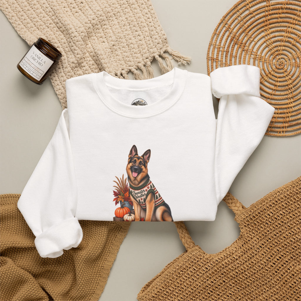 German Shepherd Autumn Pumpkin Crewneck Sweatshirt