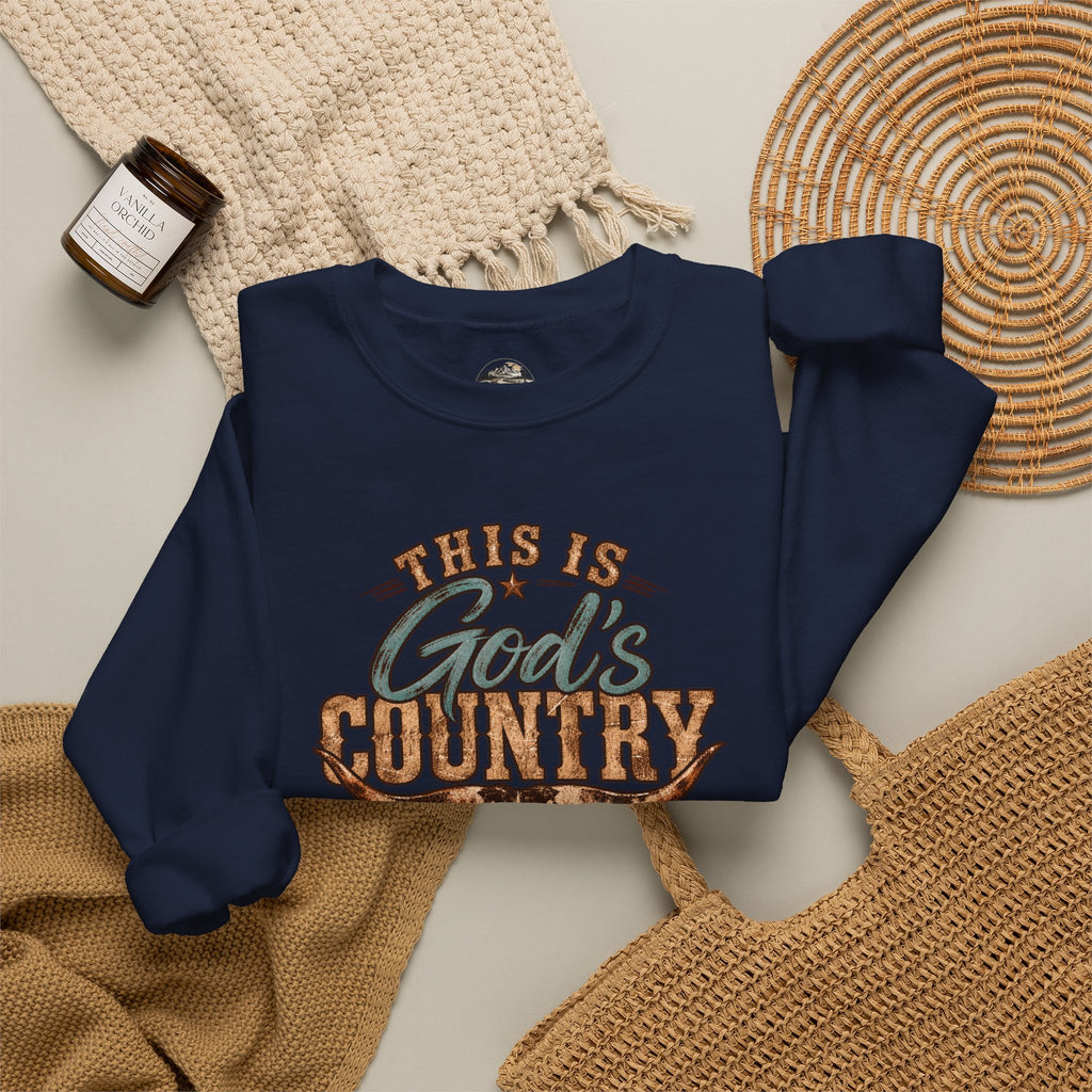 Crewneck Sweatshirt — "This Is God's Country" Western Graphic