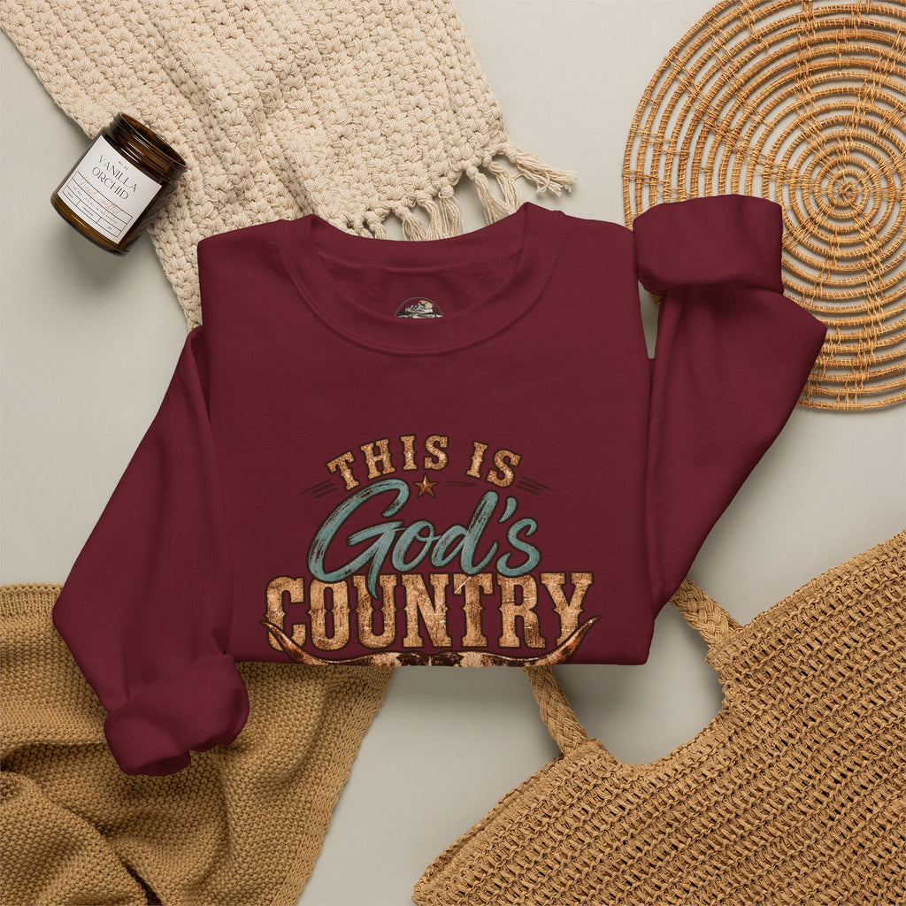 Crewneck Sweatshirt — "This Is God's Country" Western Graphic