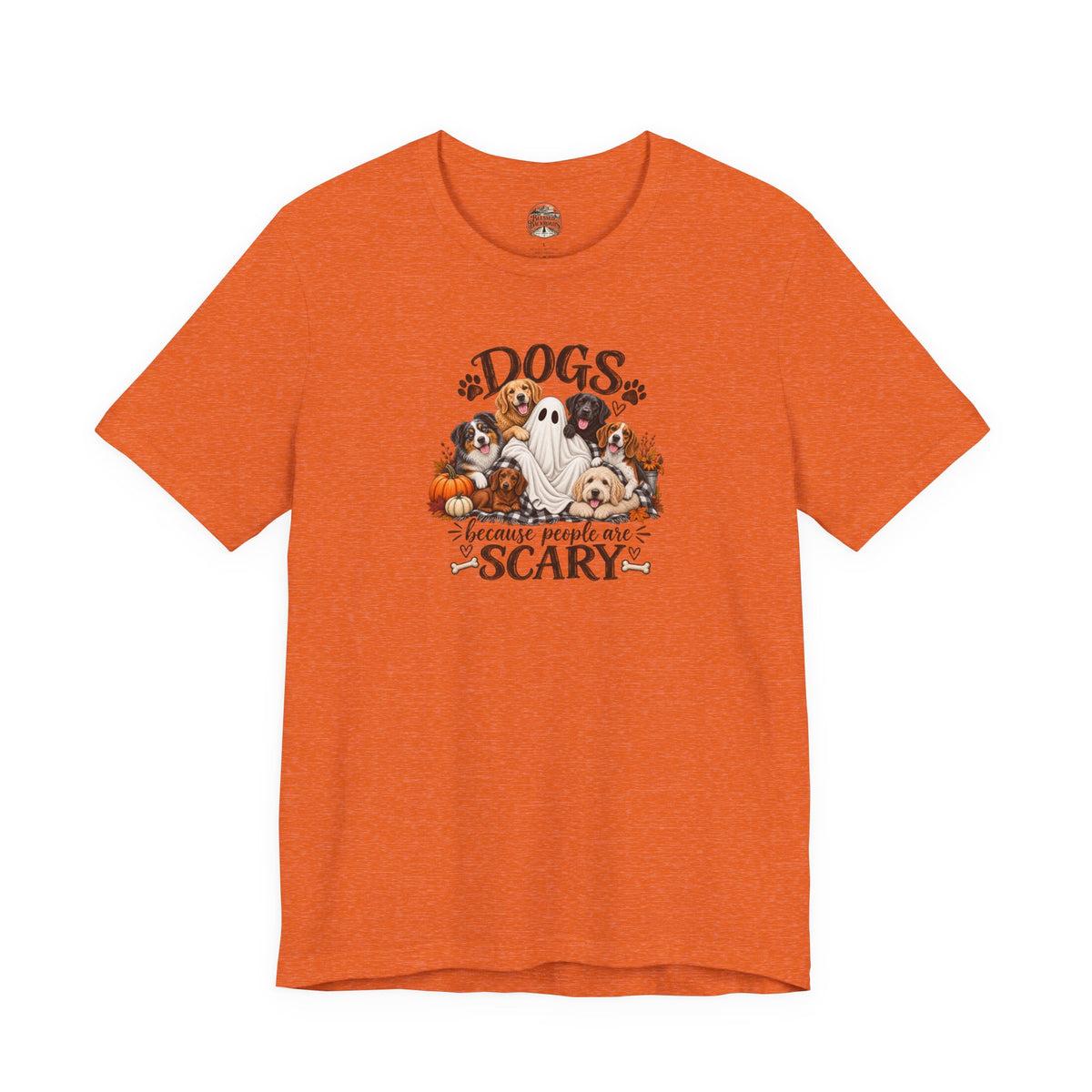 Dogs Because People Are Scary T-Shirt — Cute Halloween Ghost Puppies Tee