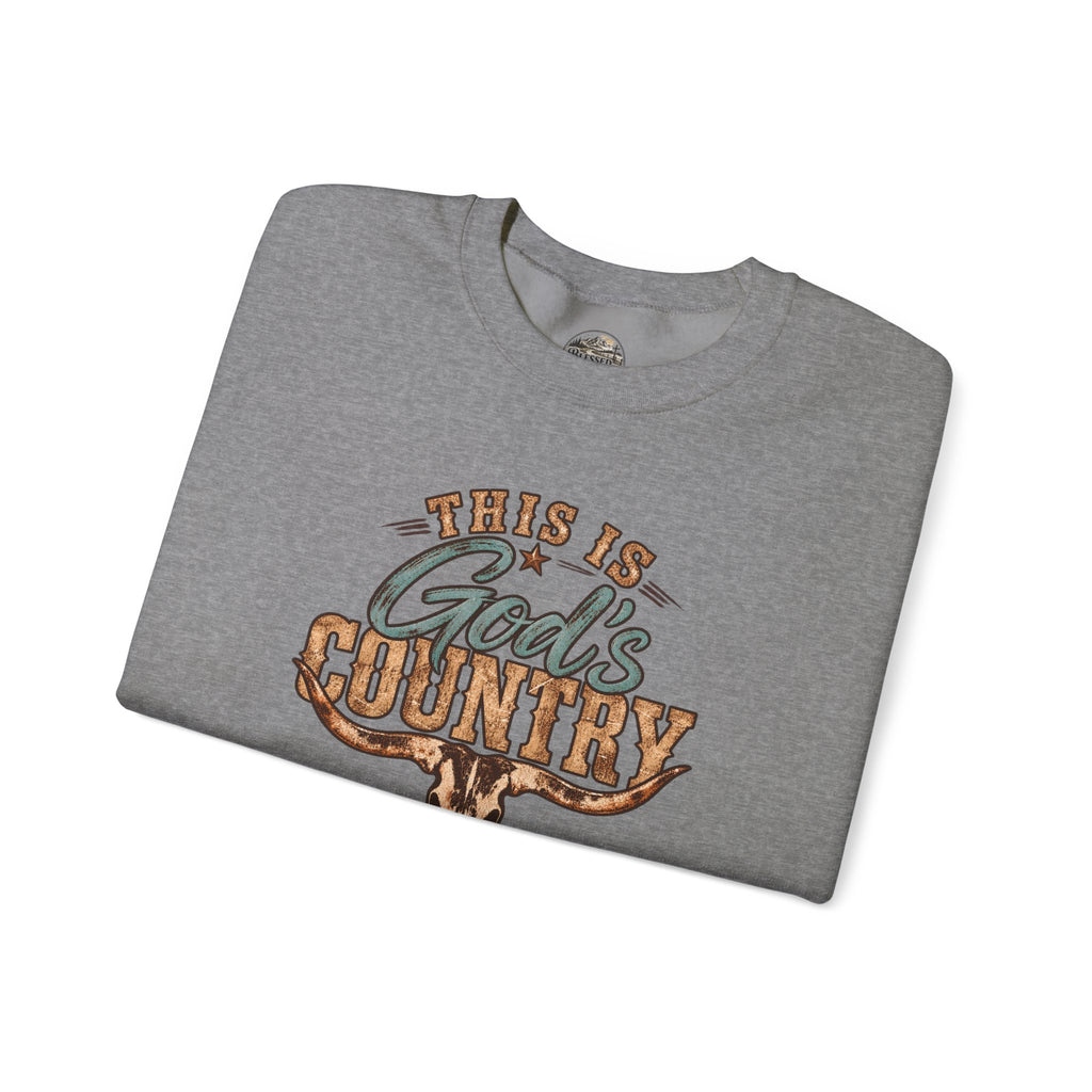 Crewneck Sweatshirt — "This Is God's Country" Western Graphic