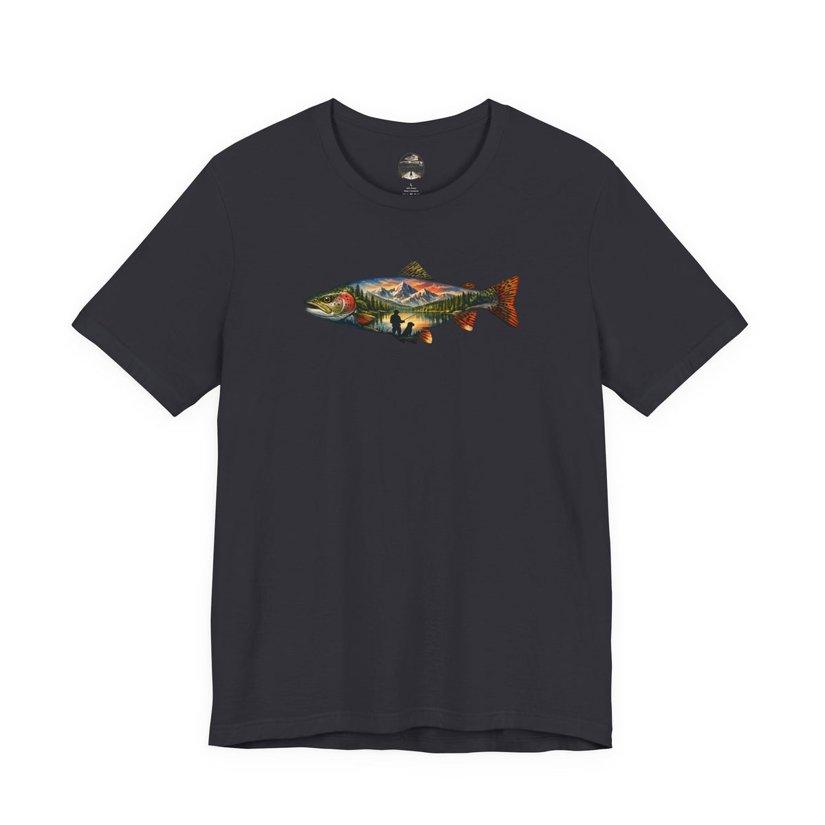 Trout Landscape Graphic Tee — Nature Fisherman T-Shirt