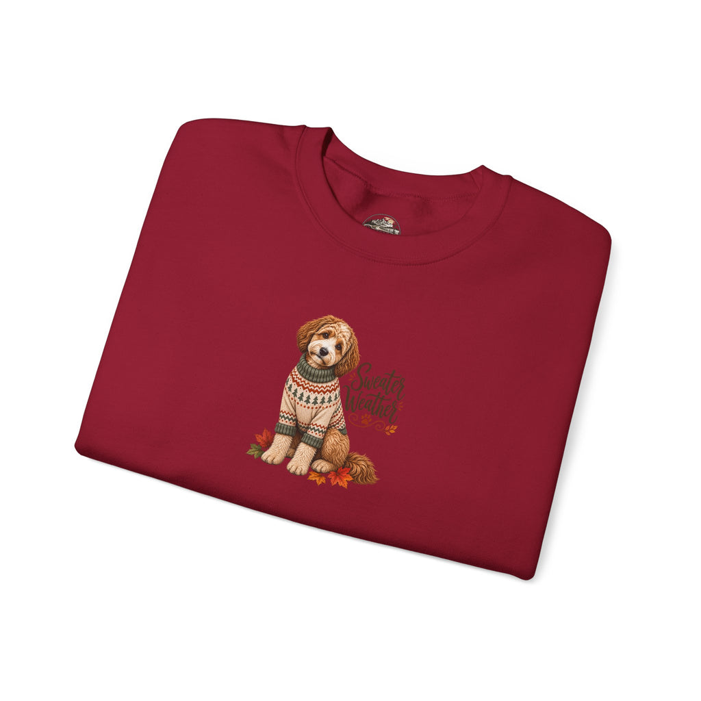 Dog in Sweater Crewneck Sweatshirt — "Sweater Weather" Cozy Fall Pullover
