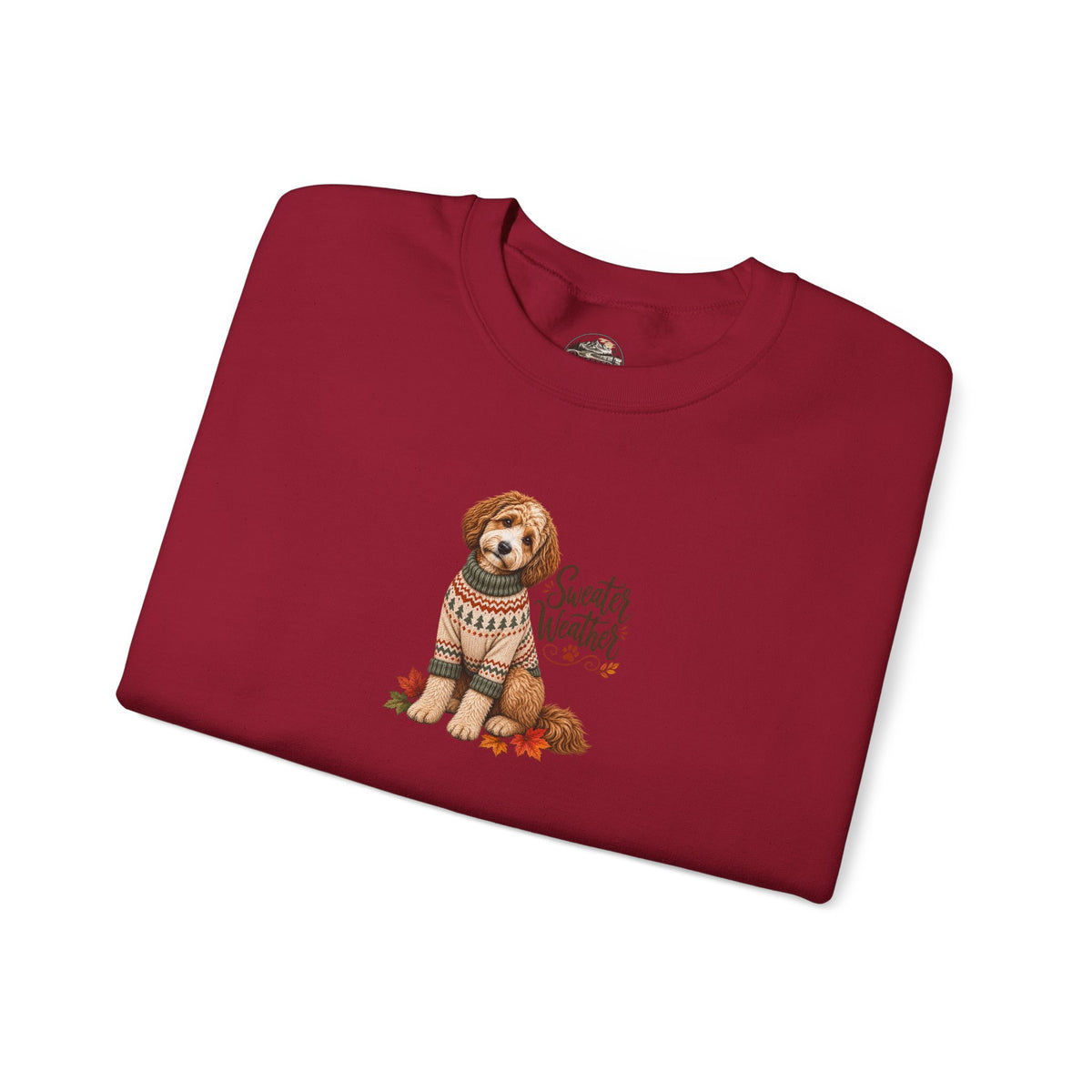 Dog in Sweater Crewneck Sweatshirt — "Sweater Weather" Cozy Fall Pullover