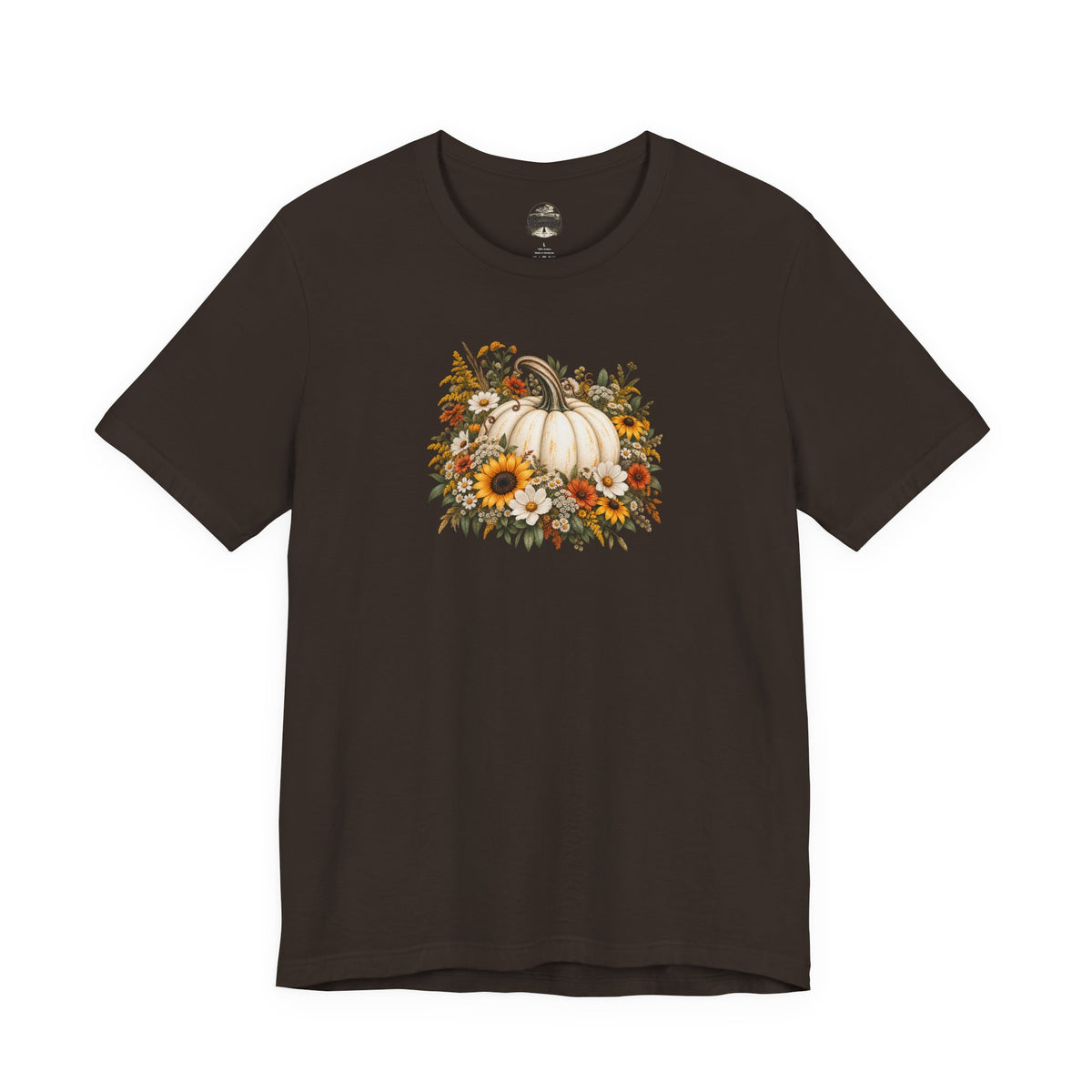 Fall Pumpkin & Sunflower T-Shirt — Autumn Floral Harvest Tee