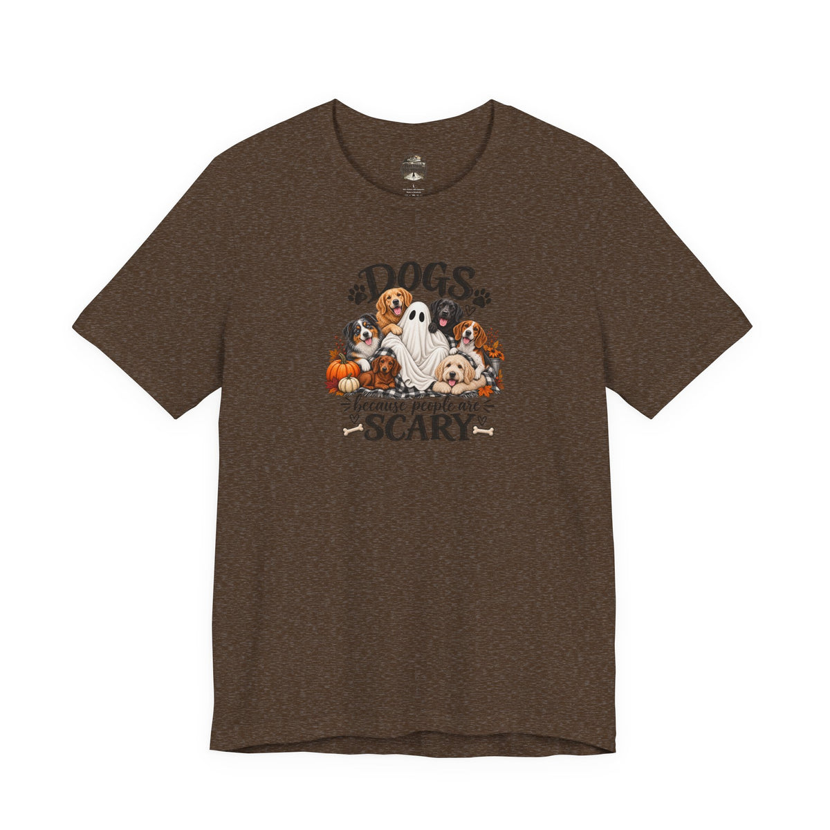 Dogs Because People Are Scary T-Shirt — Cute Halloween Ghost Puppies Tee