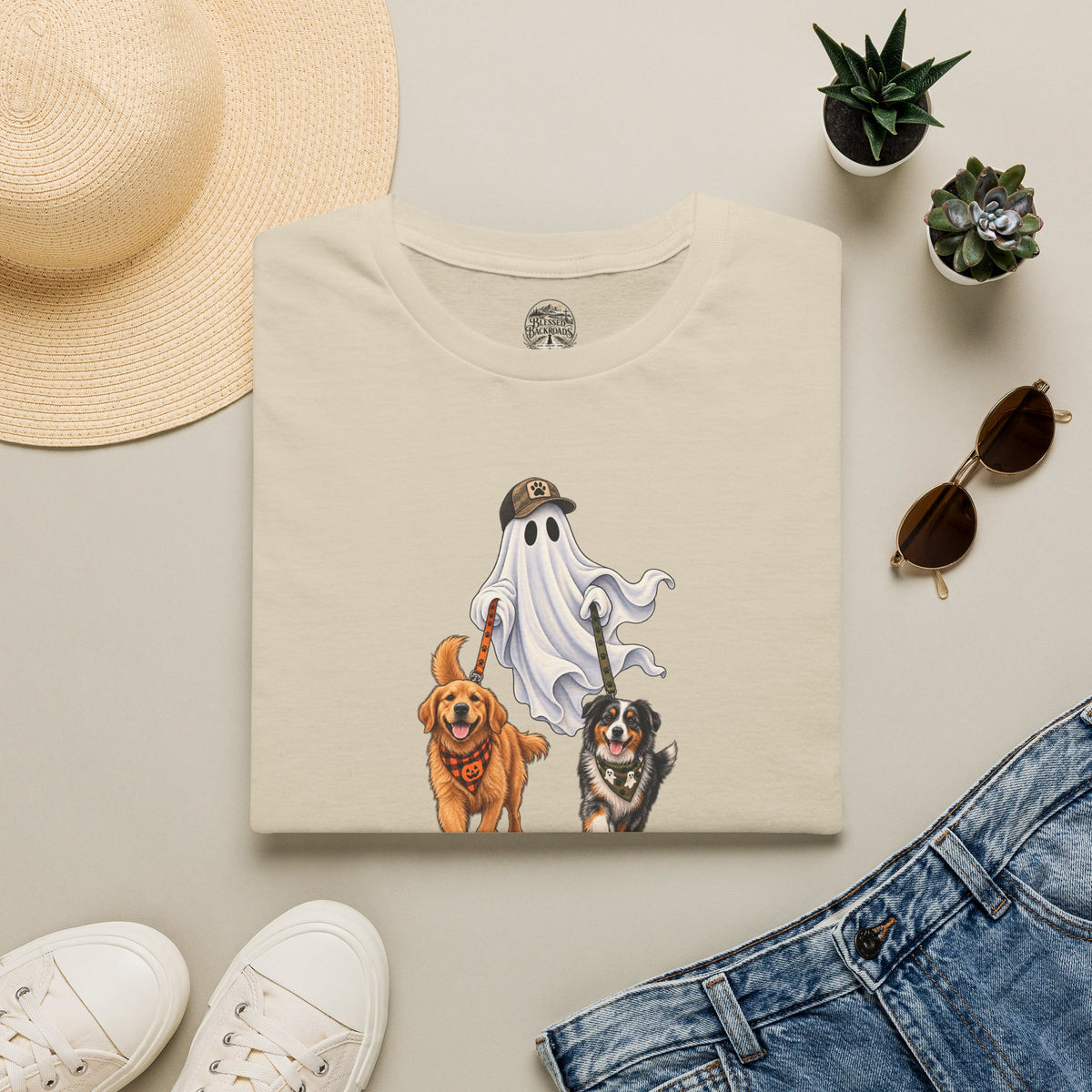 Halloween Ghost with Dogs T-Shirt