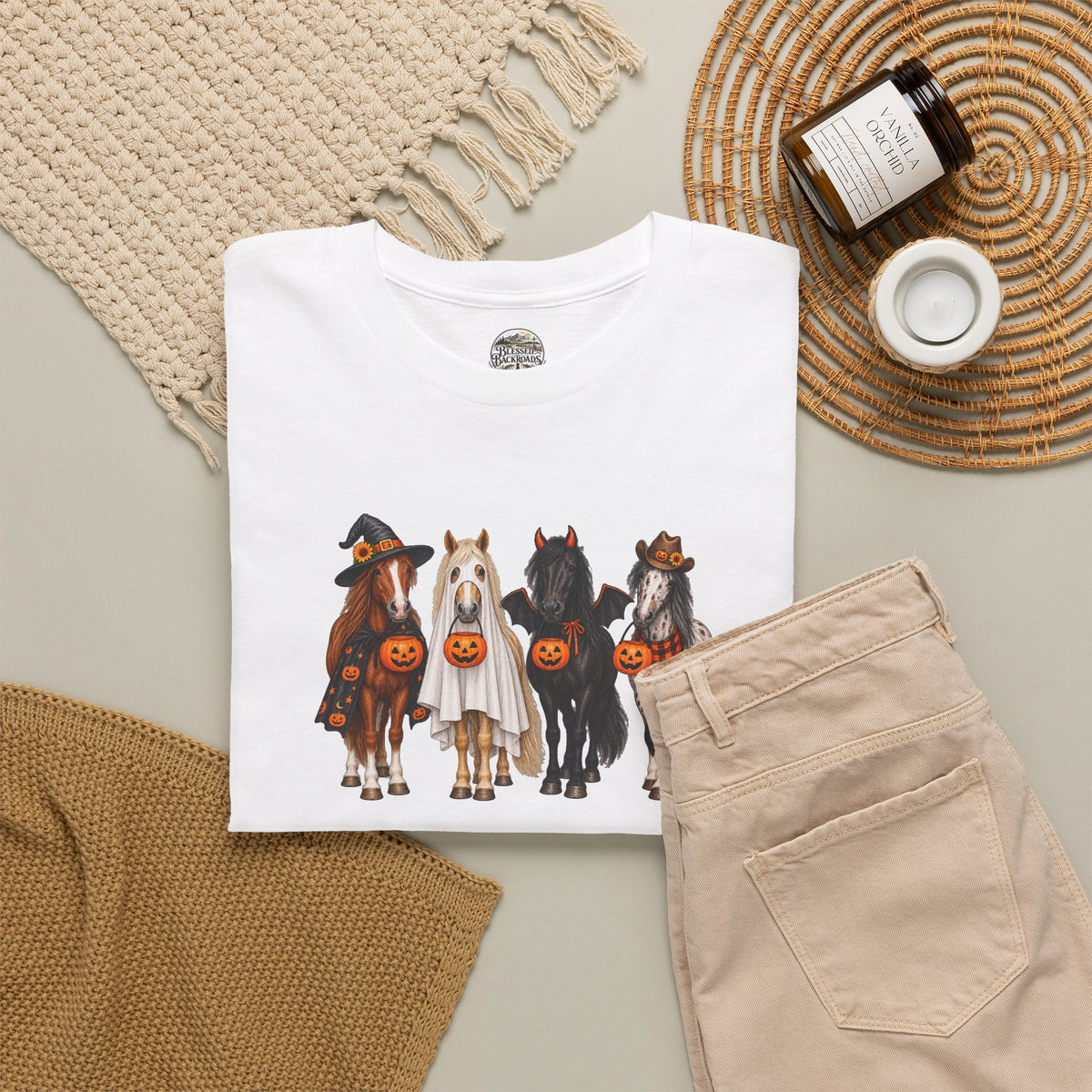 Halloween Horses Graphic Tee – Cute Trick-or-Treat Ponies Costume T-Shirt