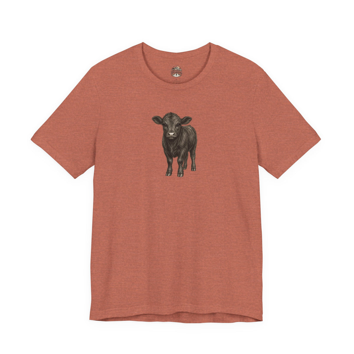 Cow Illustration T-Shirt — Cute Black Calf Graphic Tee