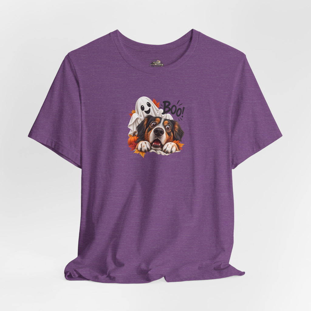 Halloween Dog Tee — "Boo!" Ghost Bernese Mountain Puppy T-Shirt
