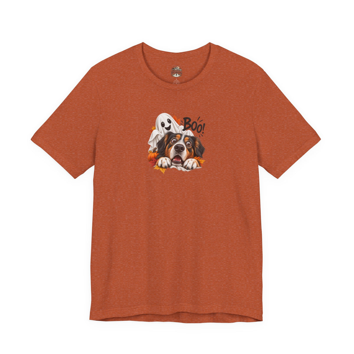 Halloween Dog Tee — "Boo!" Ghost Bernese Mountain Puppy T-Shirt