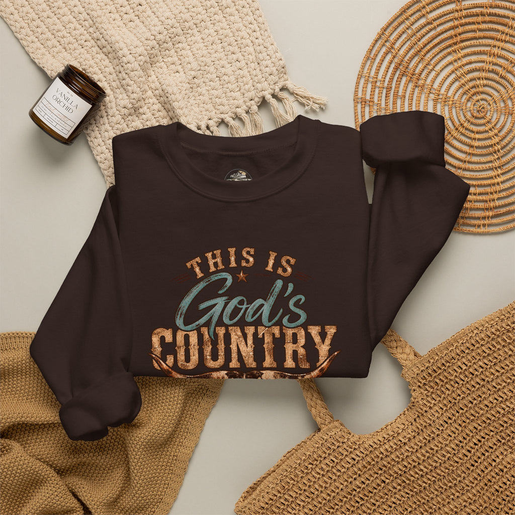 Crewneck Sweatshirt — "This Is God's Country" Western Graphic