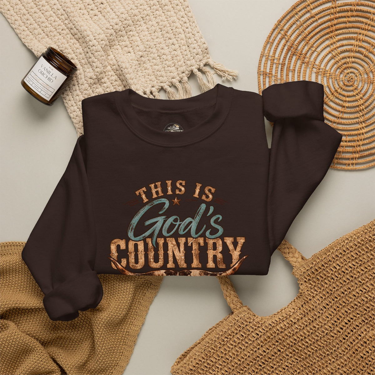 Crewneck Sweatshirt — "This Is God's Country" Western Graphic