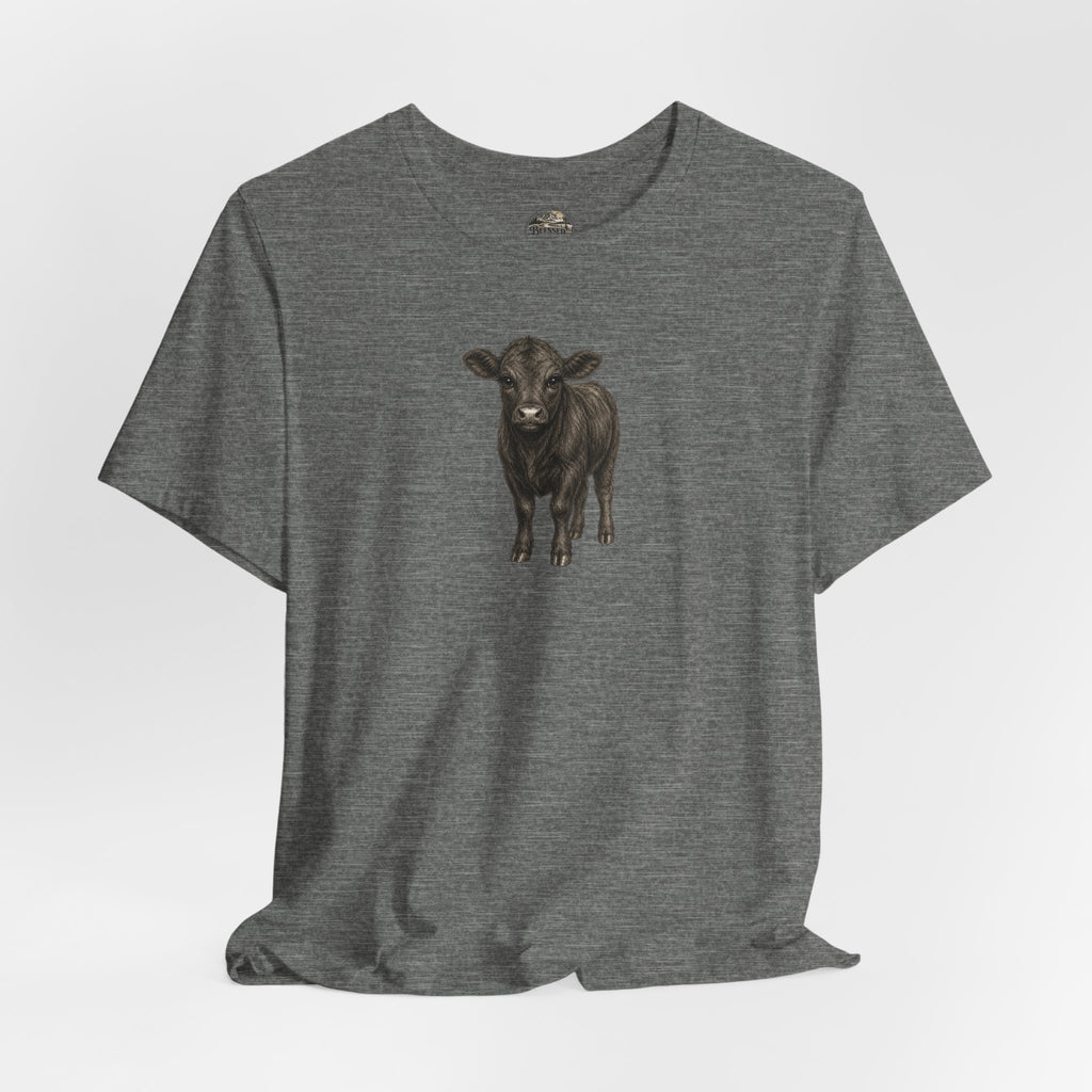 Cow Illustration T-Shirt — Cute Black Calf Graphic Tee