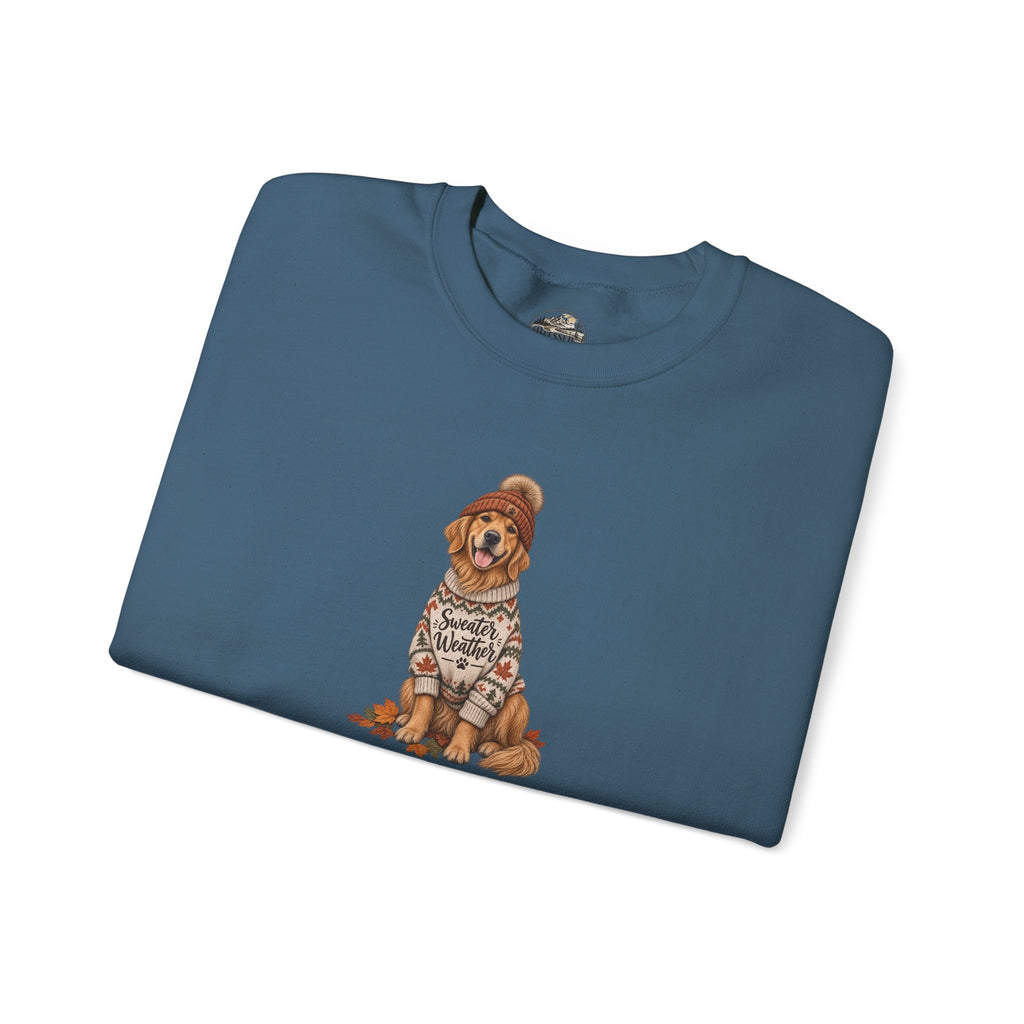 Golden Retriever in Sweater Crewneck Sweatshirt — Cozy Dog Lover Pullover