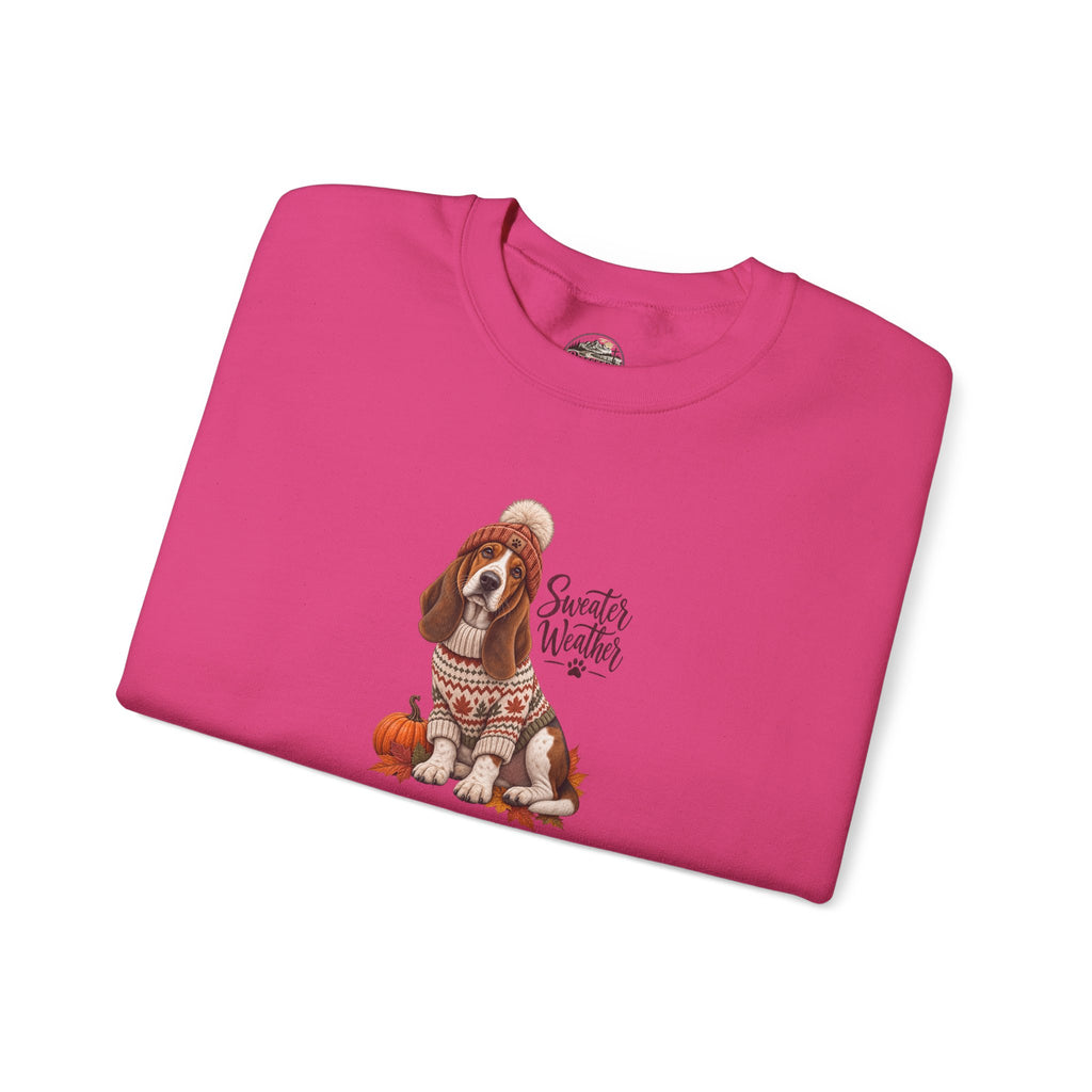 Basset Hound Fall Sweatshirt – 'Sweater Weather' Cozy Autumn Crewneck
