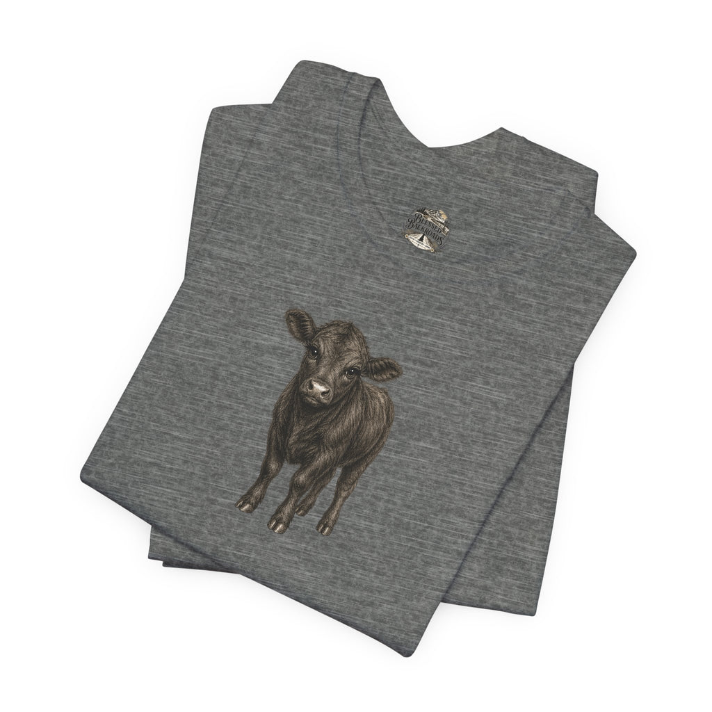 Cow Illustration T-Shirt — Cute Black Calf Graphic Tee