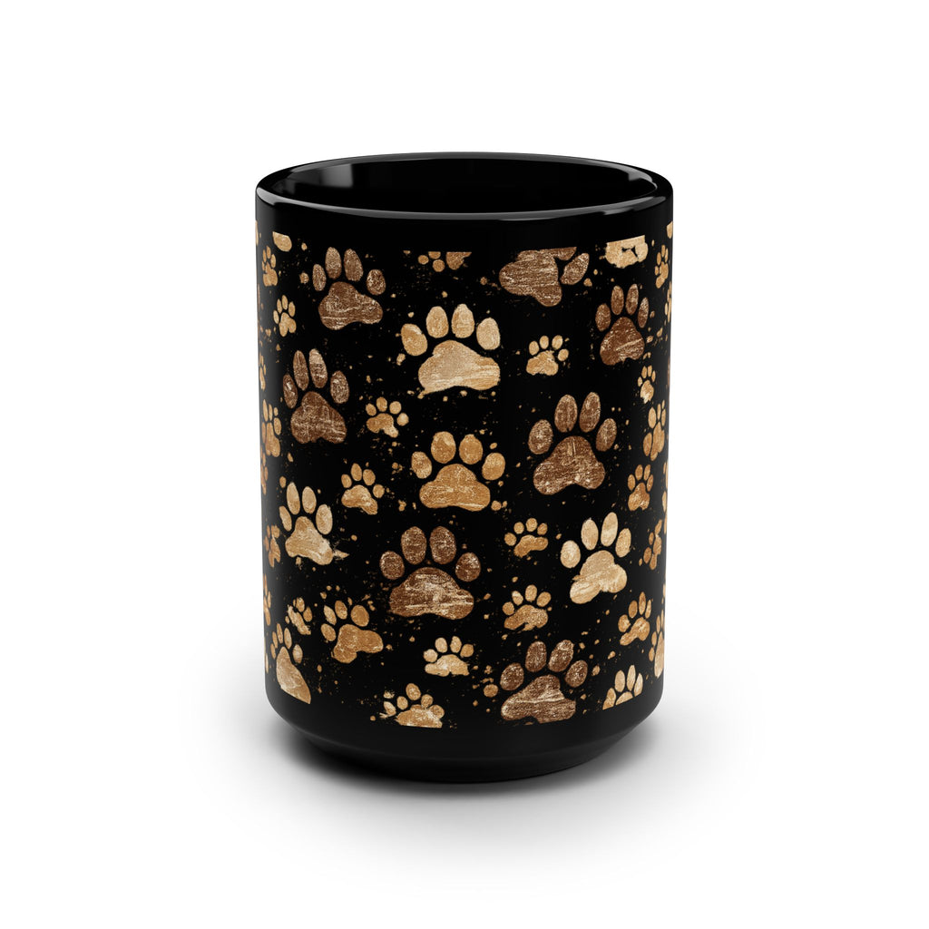 15oz Black Paw Print Coffee Mug