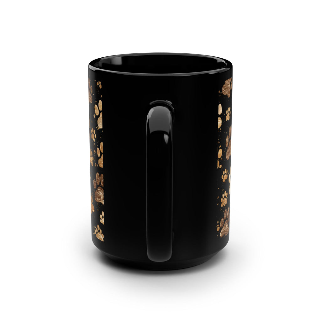 15oz Black Paw Print Coffee Mug