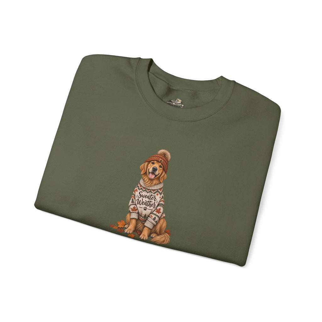 Golden Retriever in Sweater Crewneck Sweatshirt — Cozy Dog Lover Pullover