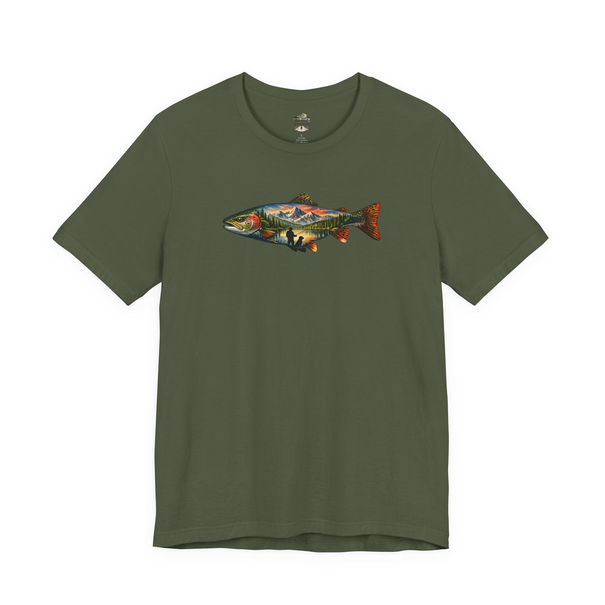 Trout Landscape Graphic Tee — Nature Fisherman T-Shirt