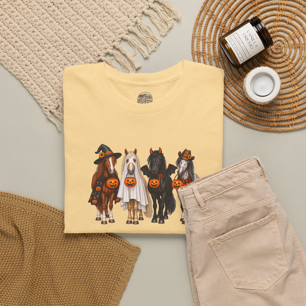 Halloween Horses Graphic Tee – Cute Trick-or-Treat Ponies Costume T-Shirt