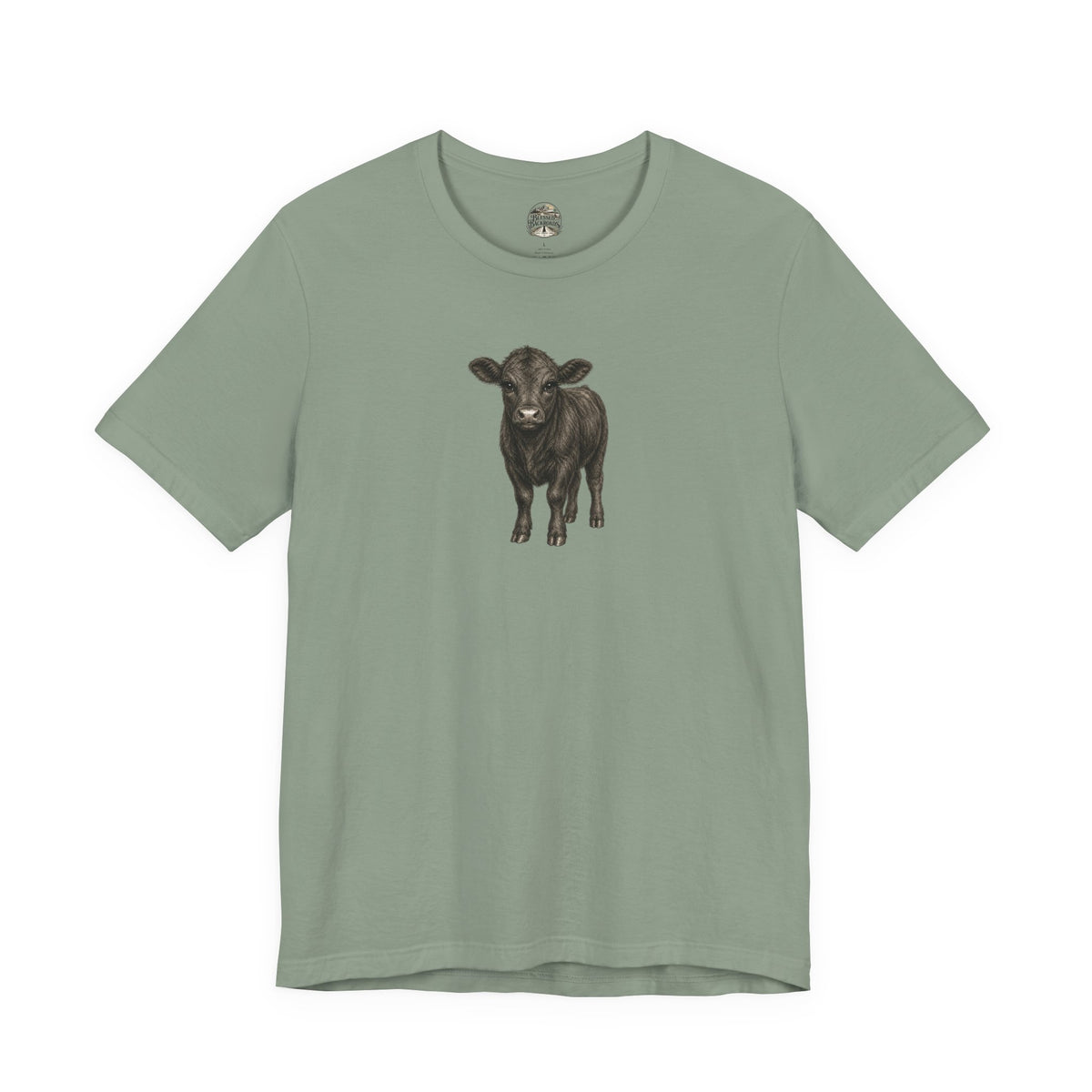 Cow Illustration T-Shirt — Cute Black Calf Graphic Tee