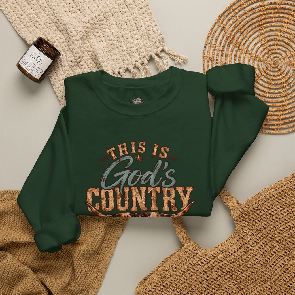 Crewneck Sweatshirt — "This Is God's Country" Western Graphic