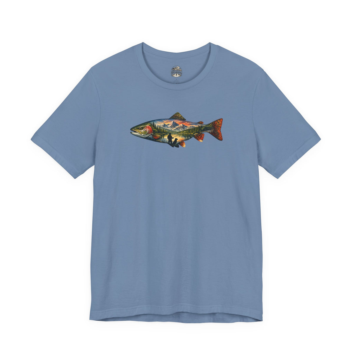 Trout Landscape Graphic Tee — Nature Fisherman T-Shirt