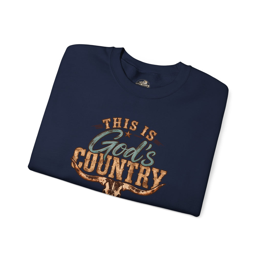 Crewneck Sweatshirt — "This Is God's Country" Western Graphic