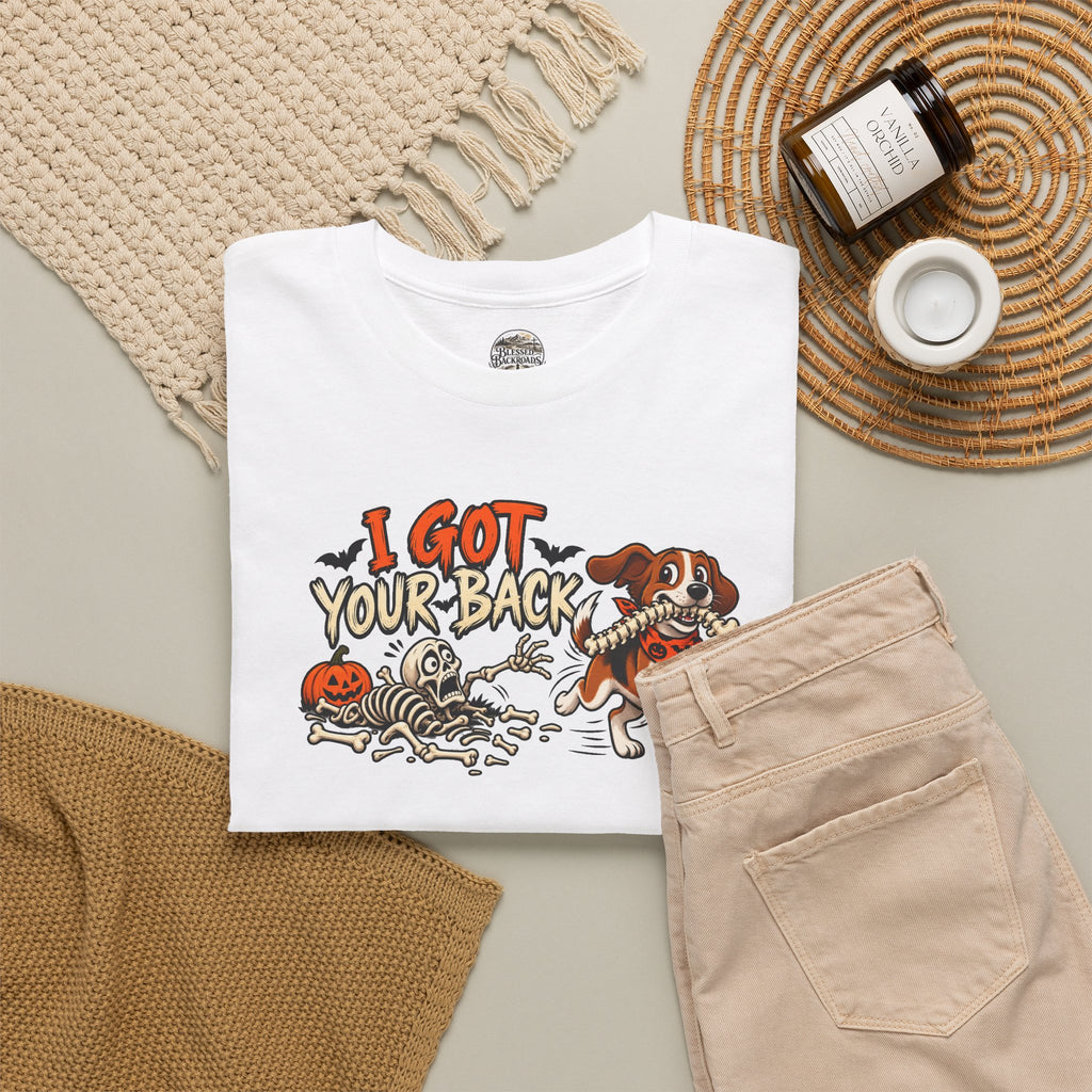 I Got Your Back Halloween Dog Skeleton Graphic Tee