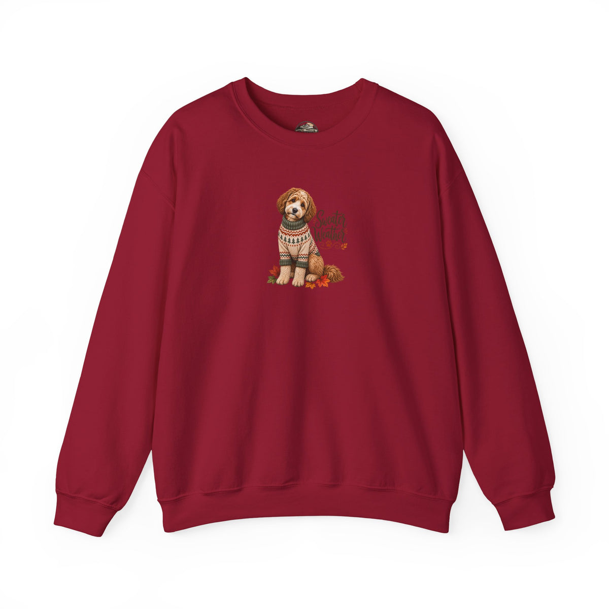 Dog in Sweater Crewneck Sweatshirt — "Sweater Weather" Cozy Fall Pullover