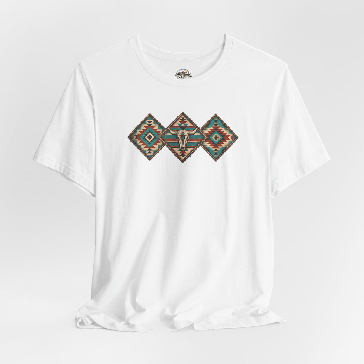Southwestern Diamond Aztec Tee — Native Pattern Graphic T-Shirt