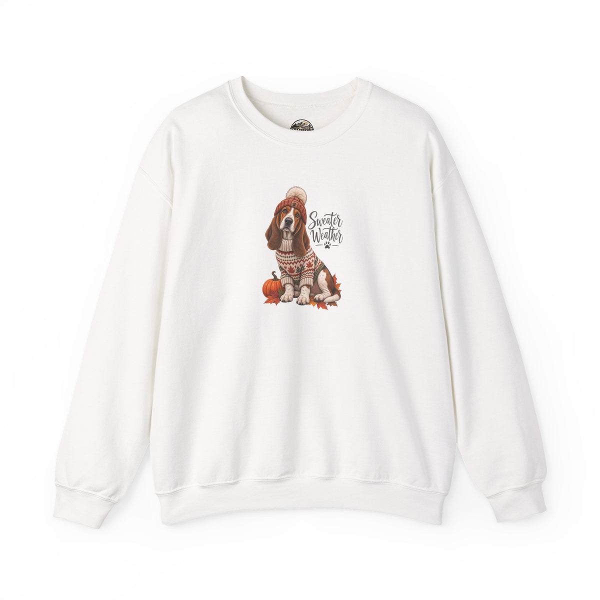Basset Hound Fall Sweatshirt – 'Sweater Weather' Cozy Autumn Crewneck