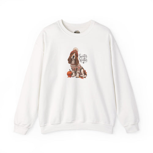 Basset Hound Fall Sweatshirt – 'Sweater Weather' Cozy Autumn Crewneck