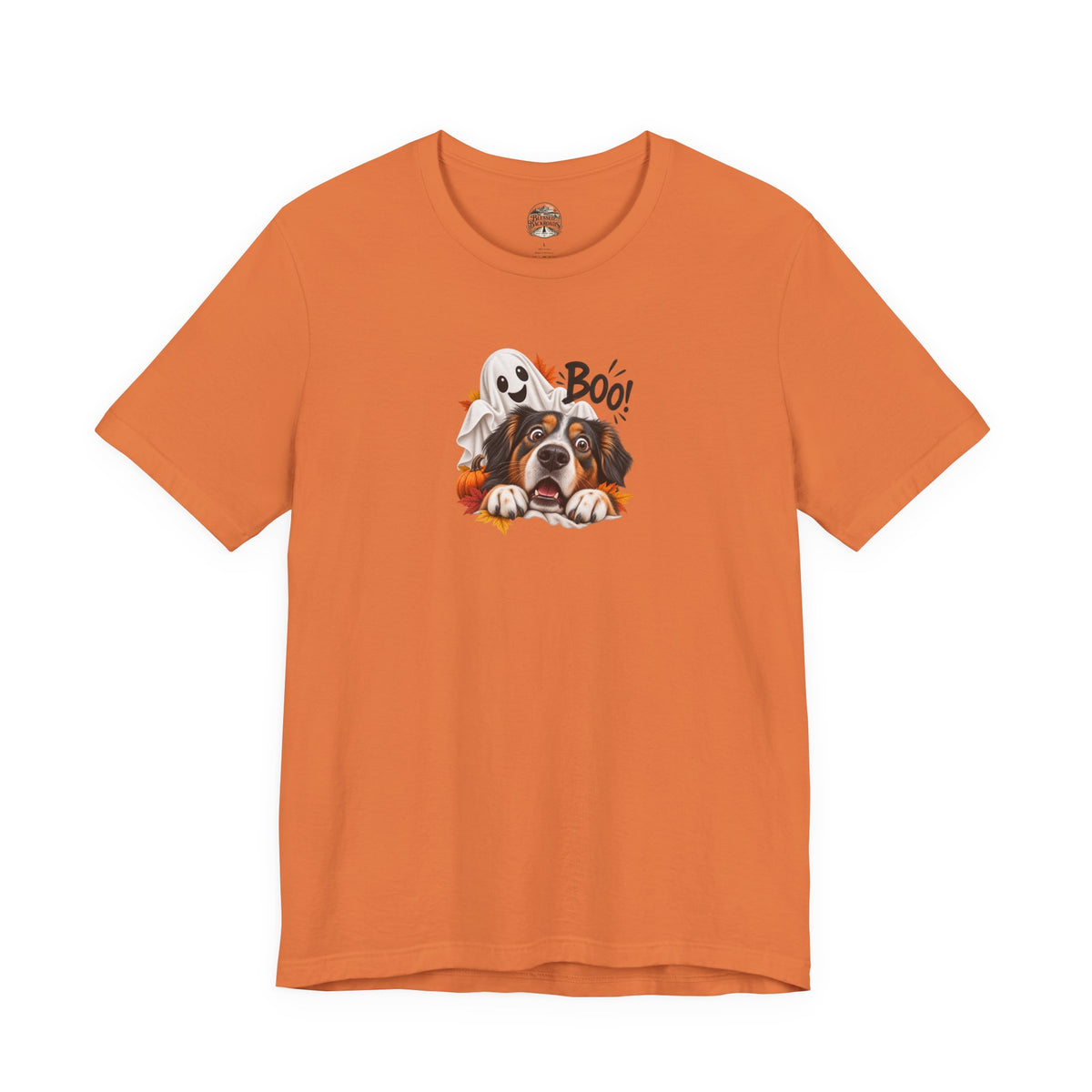 Halloween Dog Tee — "Boo!" Ghost Bernese Mountain Puppy T-Shirt