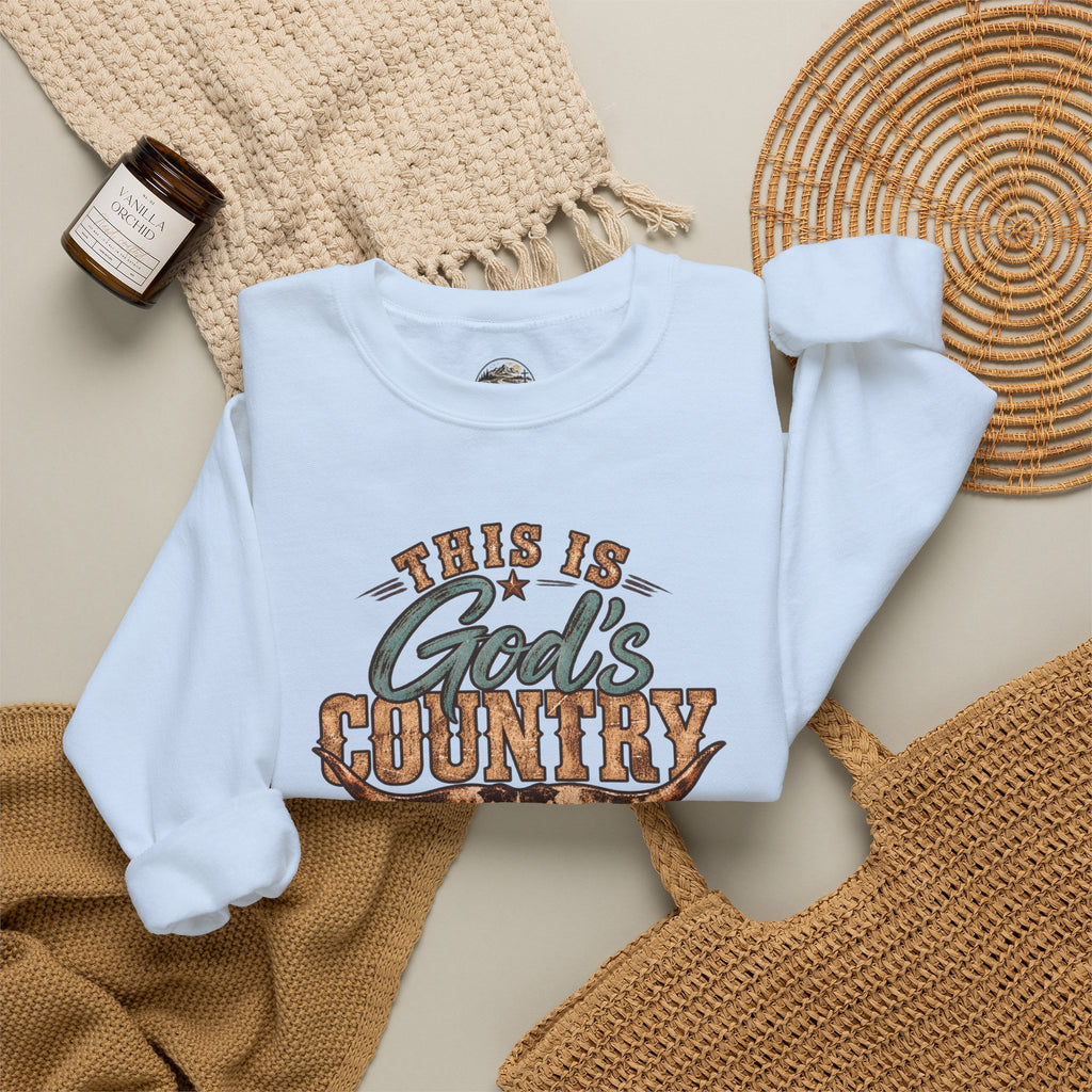 Crewneck Sweatshirt — "This Is God's Country" Western Graphic