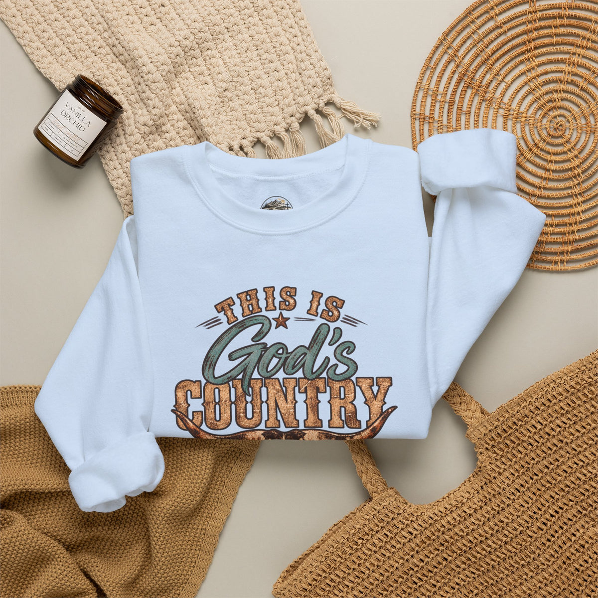 Crewneck Sweatshirt — "This Is God's Country" Western Graphic