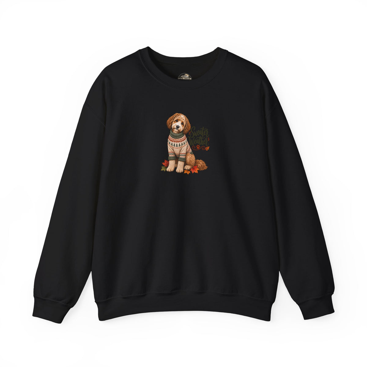Dog in Sweater Crewneck Sweatshirt — "Sweater Weather" Cozy Fall Pullover