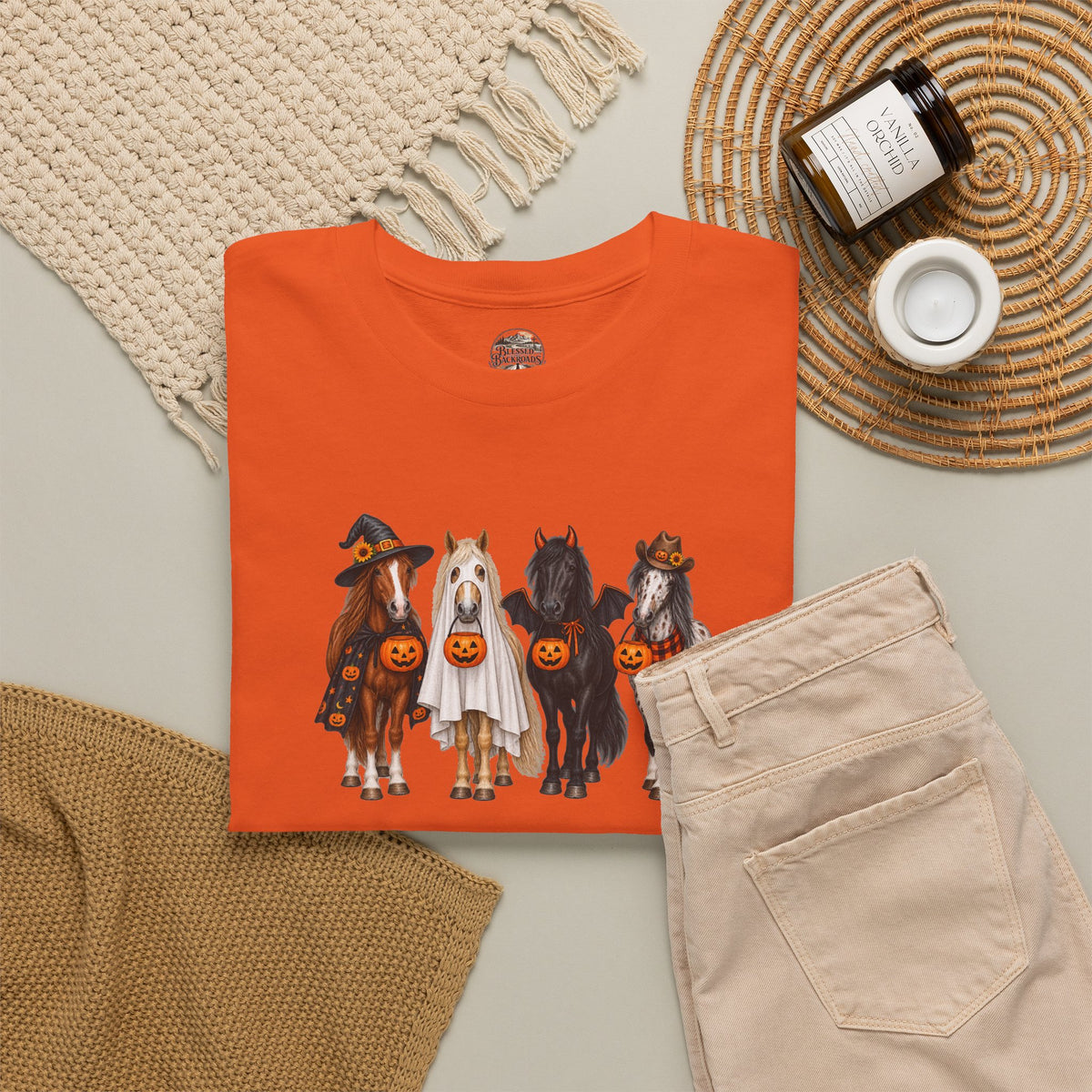 Halloween Horses Graphic Tee – Cute Trick-or-Treat Ponies Costume T-Shirt