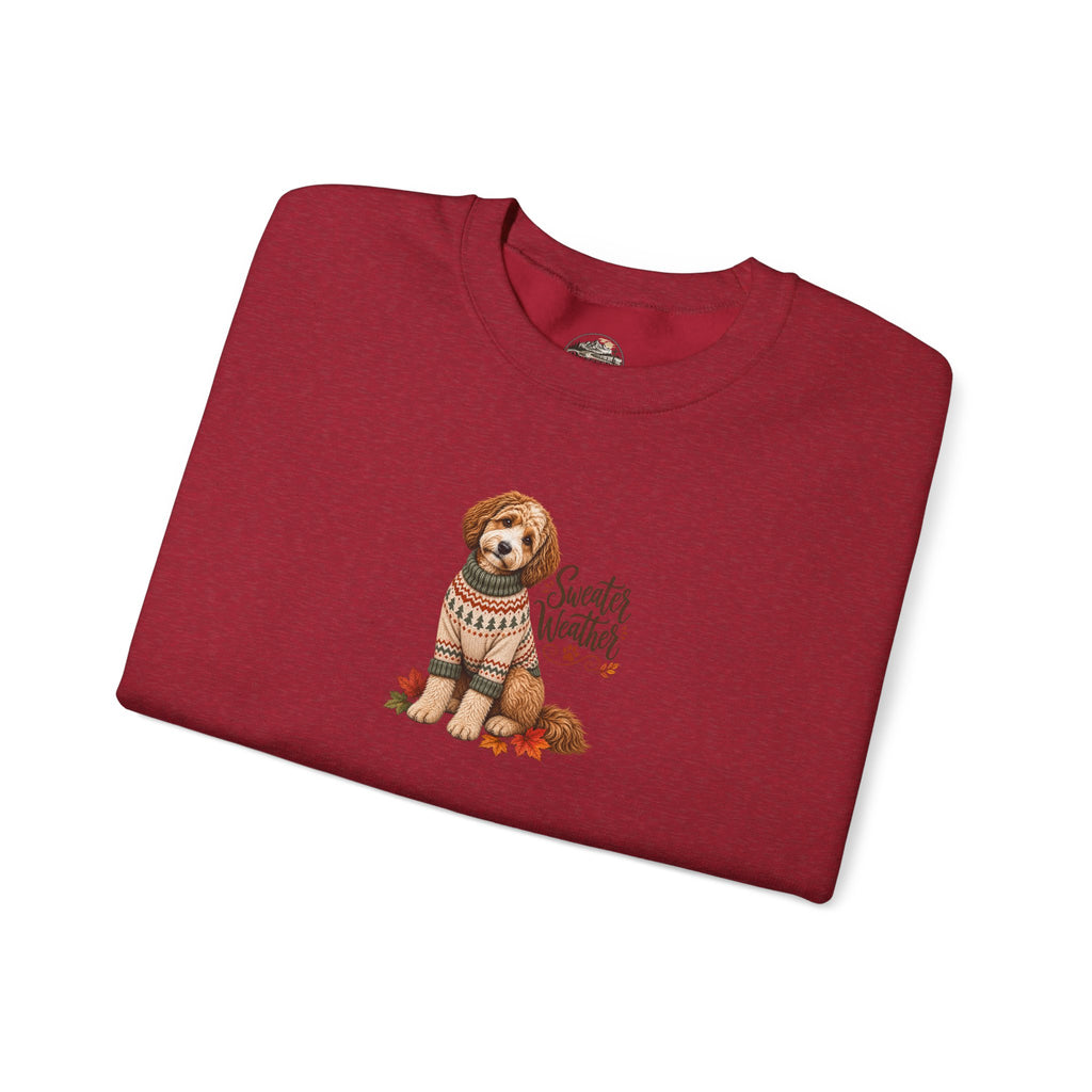 Dog in Sweater Crewneck Sweatshirt — "Sweater Weather" Cozy Fall Pullover