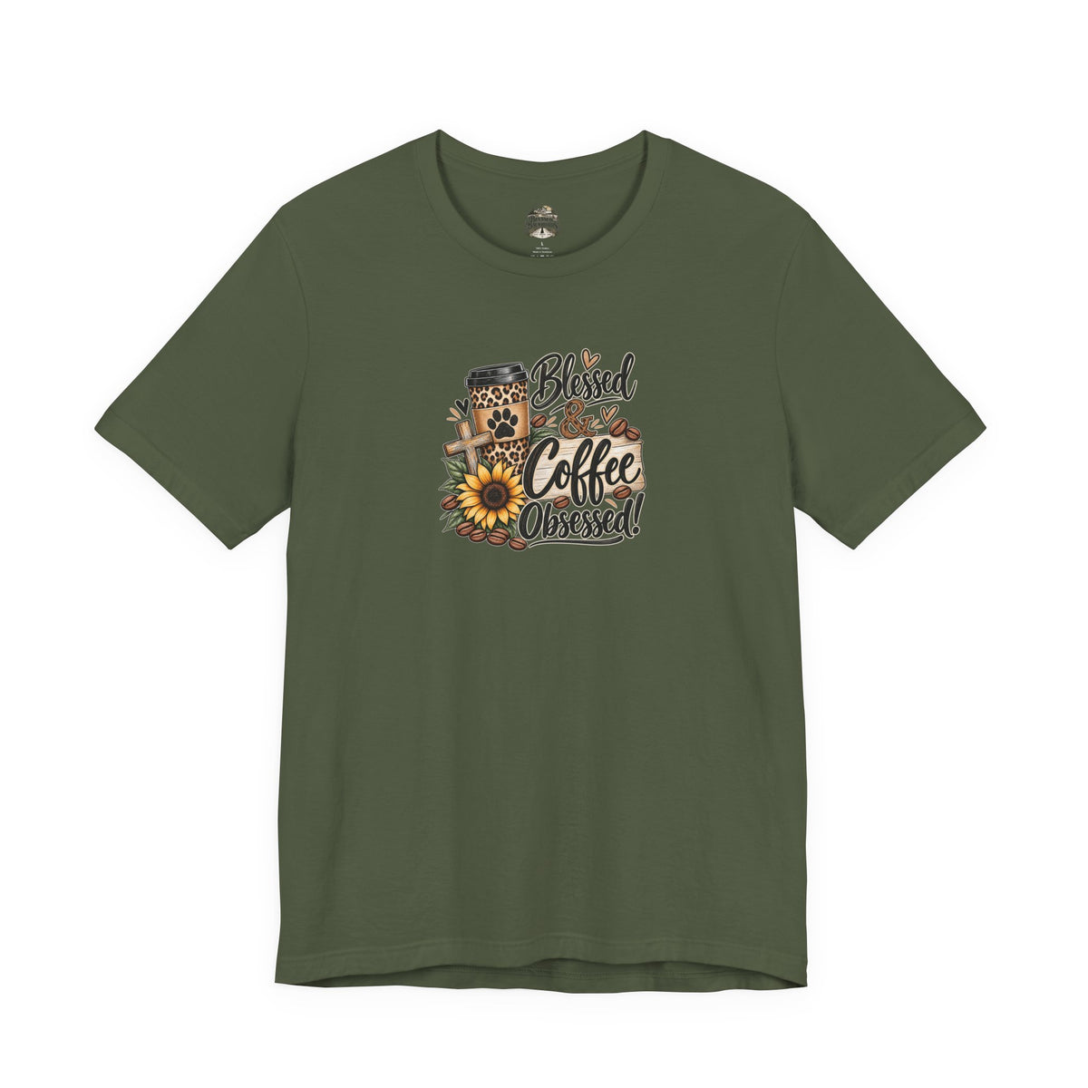 Blessed & Coffee Obsessed Tee — Sunflower Coffee Lover T-Shirt