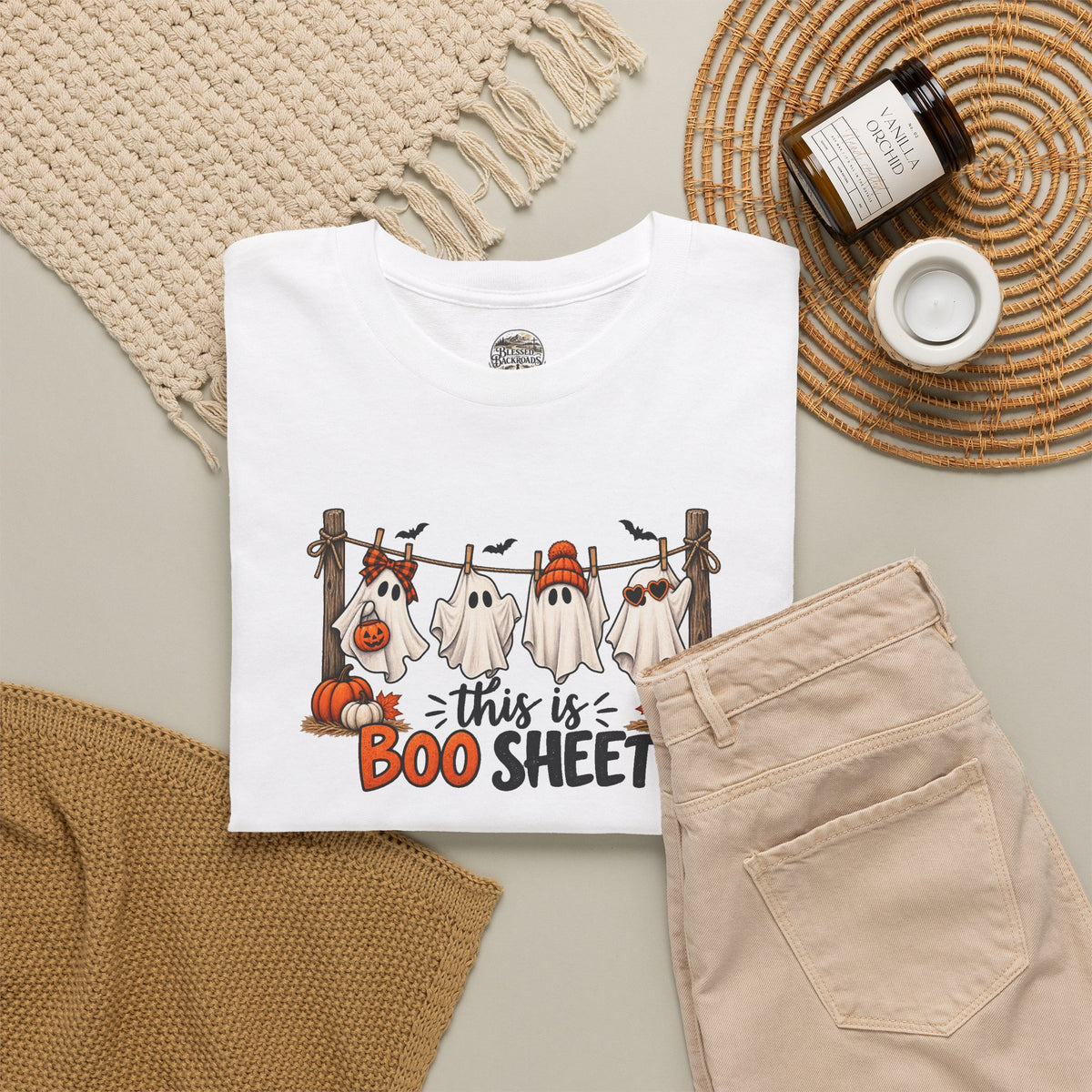 Halloween 'This Is Boo Sheet' T-Shirt – Cute Ghosts & Pumpkins Tee