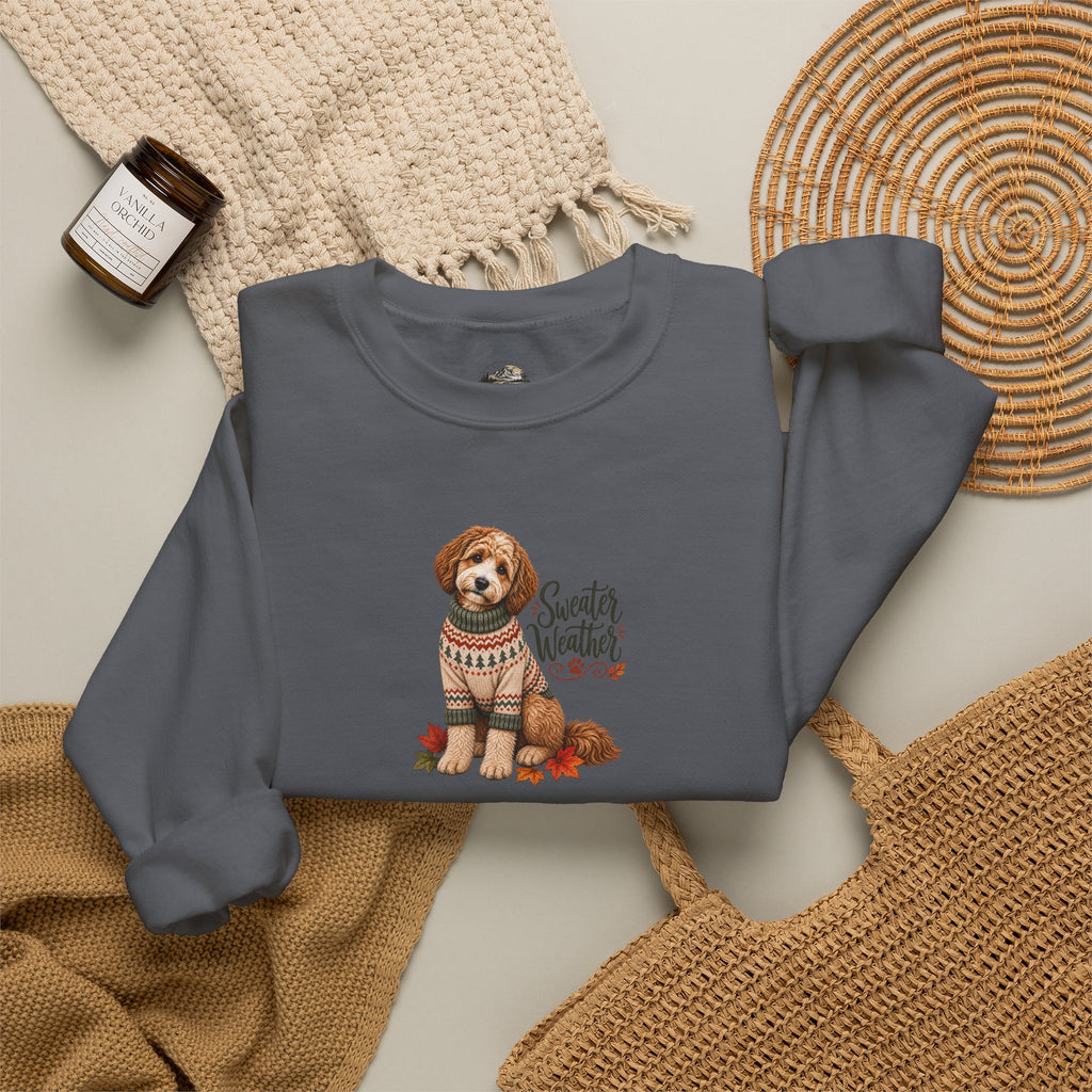 Dog in Sweater Crewneck Sweatshirt — "Sweater Weather" Cozy Fall Pullover