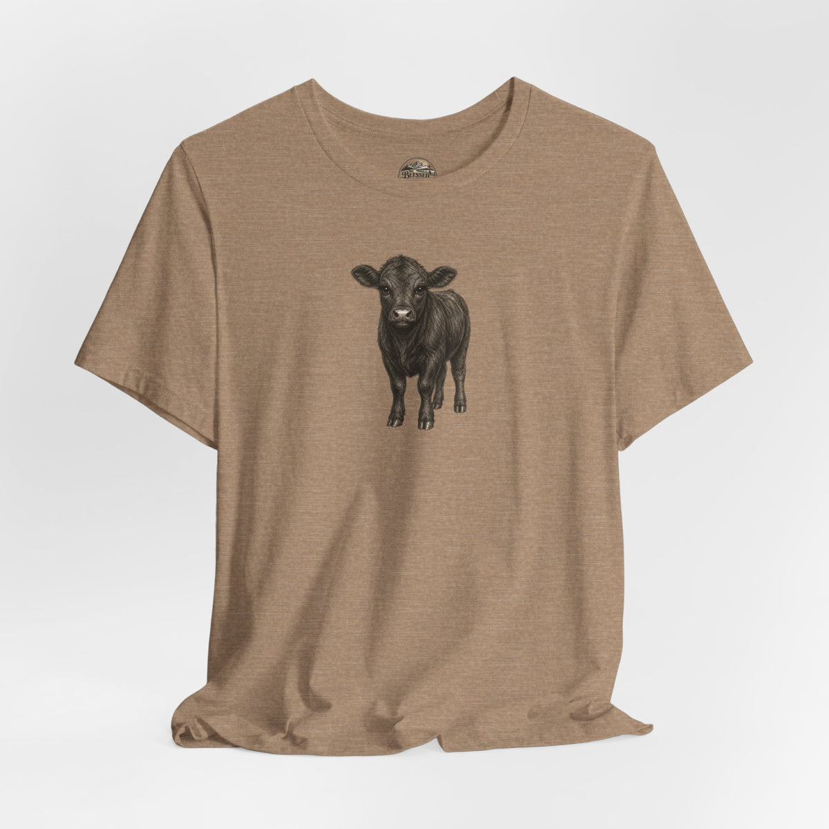 Cow Illustration T-Shirt — Cute Black Calf Graphic Tee