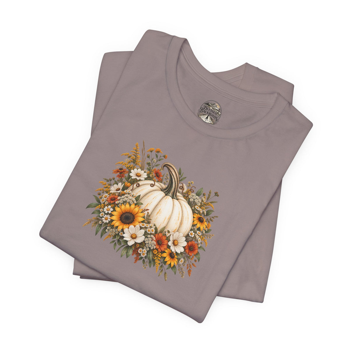 Fall Pumpkin & Sunflower T-Shirt — Autumn Floral Harvest Tee