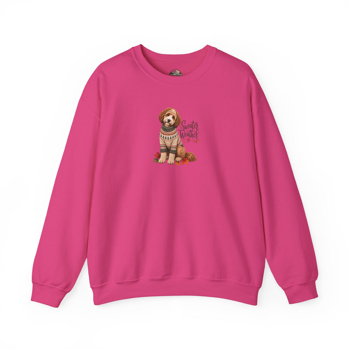 Dog in Sweater Crewneck Sweatshirt — "Sweater Weather" Cozy Fall Pullover