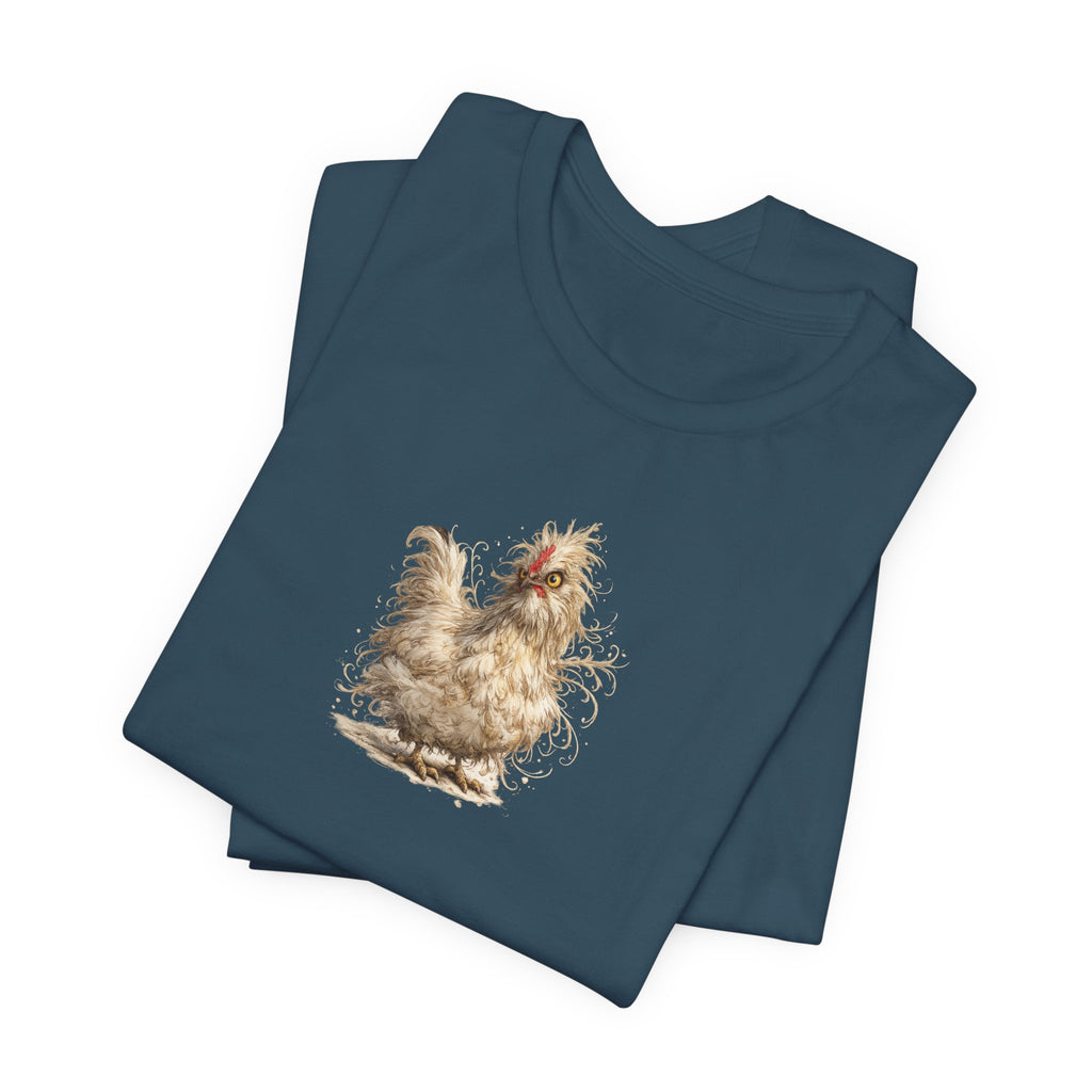 Chicken Illustration T‑Shirt — Fluffy Hen Art Tee for Farm & Animal Lovers